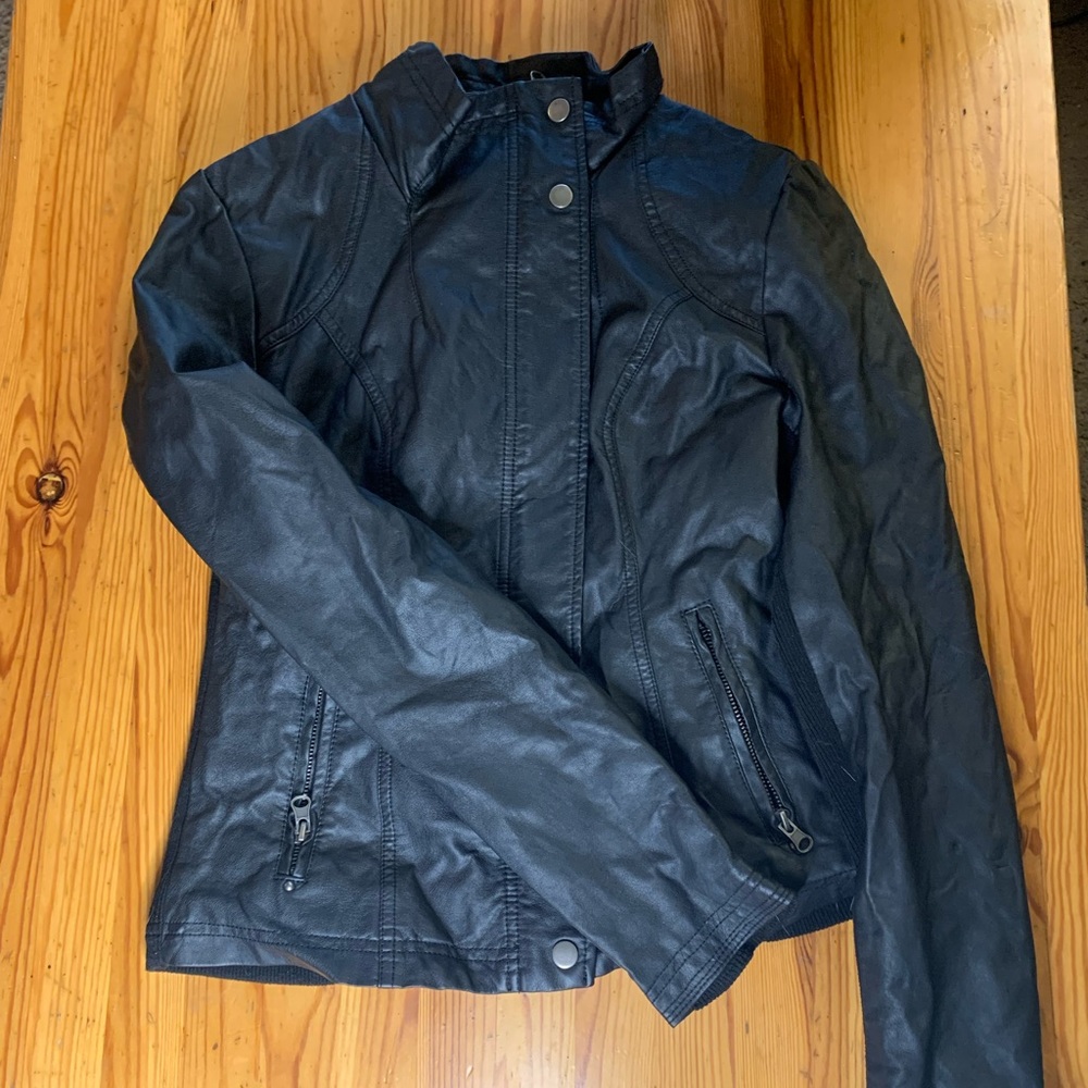 Small Black Faux Leather Moto Jacket